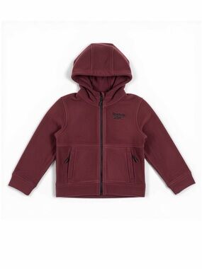 Reebok Boys Hooded Fleece Jacket Full Zip Warm Outerwear Maroon Child 5/6 NWT